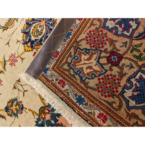 222 x 141 cm Fine Kashan Traditional White Rug - Rugoutlet