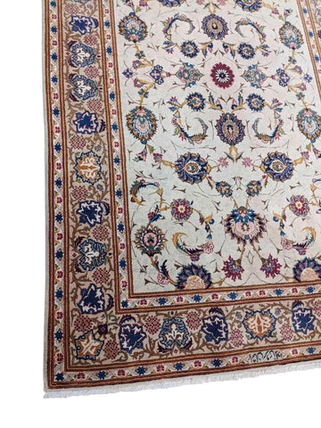 222 x 141 cm Fine Kashan Traditional White Rug - Rugoutlet