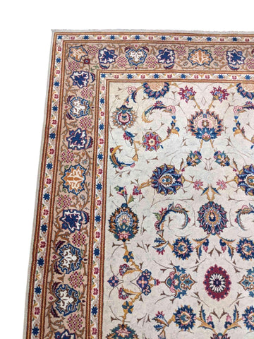 222 x 141 cm Fine Kashan Traditional White Rug - Rugmaster