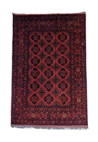 224 x 169 cm Afghan Khan Tribal Red Rug - Rugoutlet
