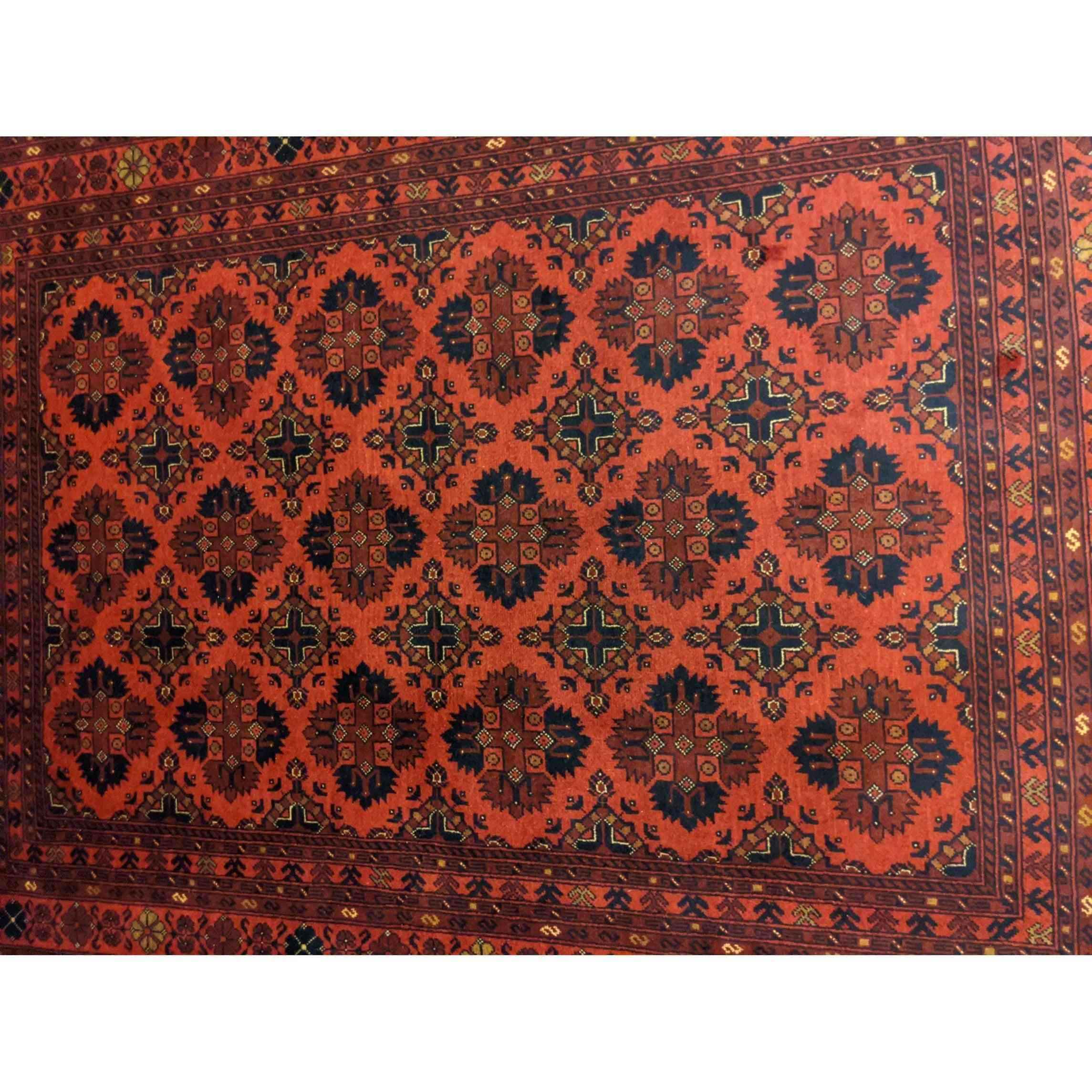 224 x 169 cm Afghan Khan Tribal Red Rug - Rugmaster