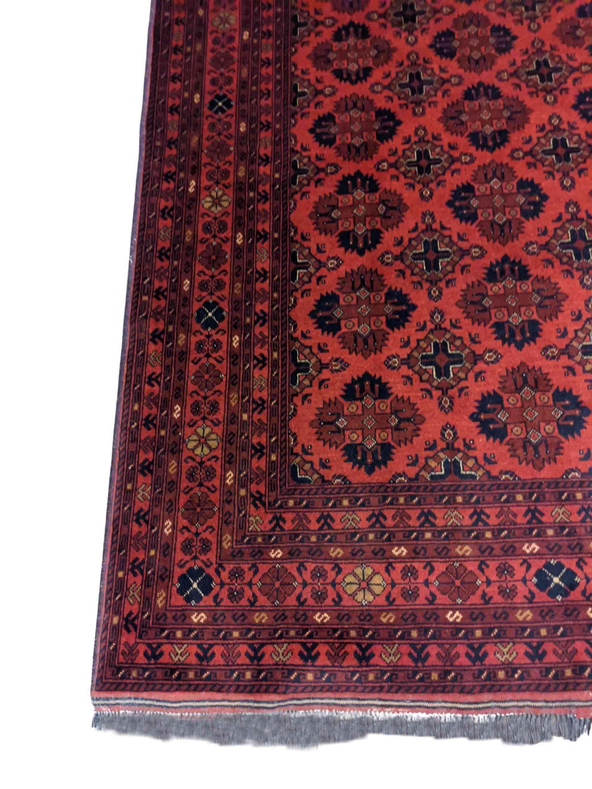 224 x 169 cm Afghan Khan Tribal Red Rug - Rugoutlet