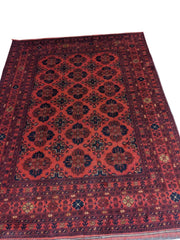 224 x 169 cm Afghan Khan Tribal Red Rug - Rugoutlet