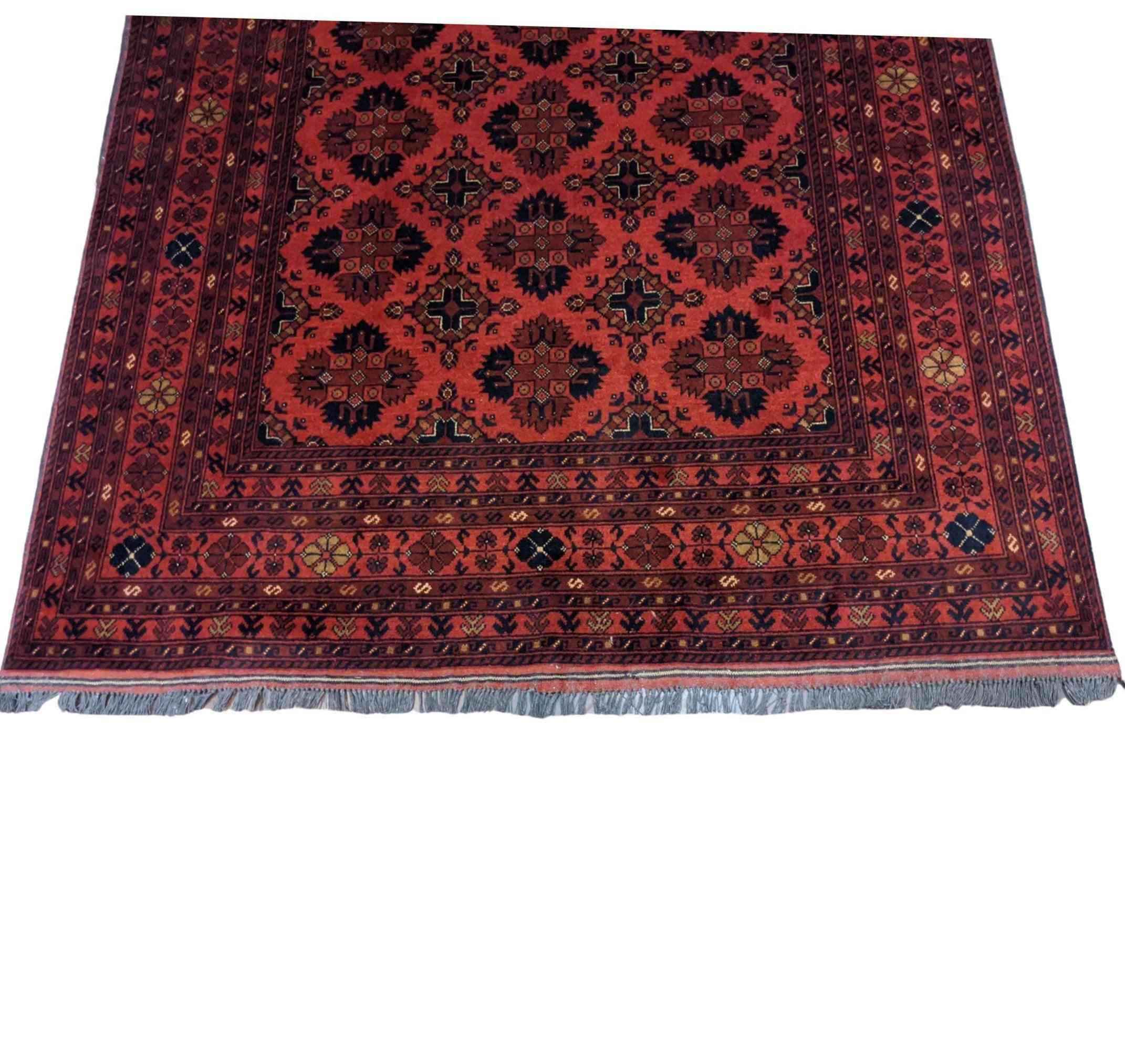 224 x 169 cm Afghan Khan Tribal Red Rug - Rugoutlet