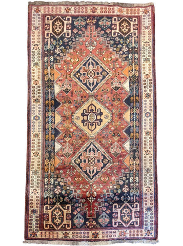 225 x 109 cm Shiraz Persian Qashqai Tribal Orange Rug - Rugmaster