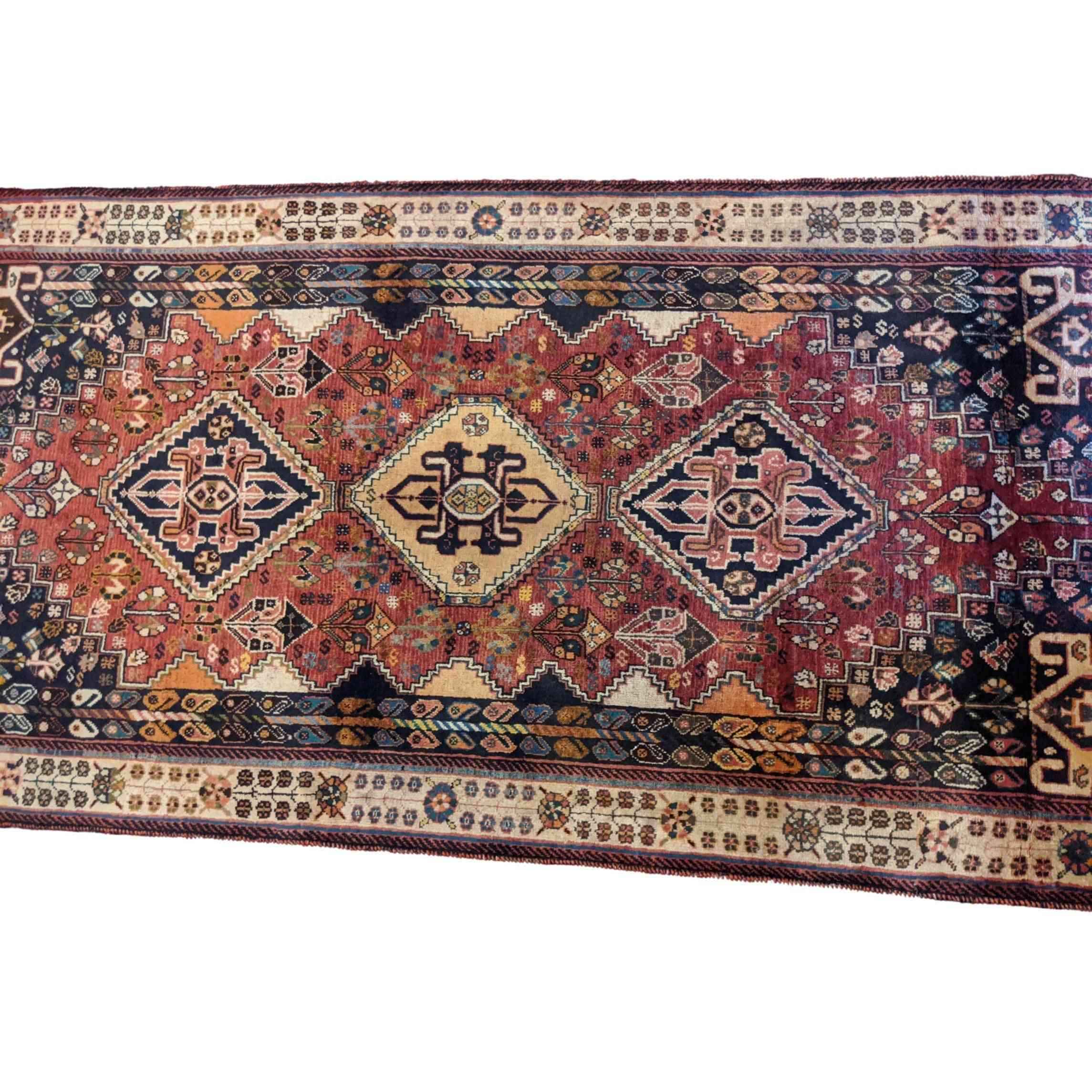 225 x 109 cm Shiraz Persian Qashqai Tribal Orange Rug - Rugoutlet