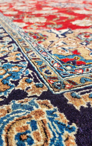 225 x 140 cm Persain Kashan Red Floral Traditional Rug - Rugoutlet