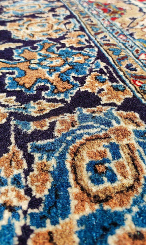 225 x 140 cm Persain Kashan Red Floral Traditional Rug - Rugoutlet