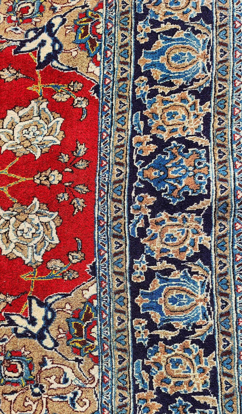 225 x 140 cm Persain Kashan Red Floral Traditional Rug - Rugoutlet