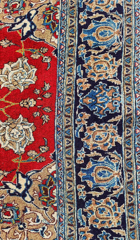 225 x 140 cm Persain Kashan Red Floral Traditional Rug - Rugoutlet