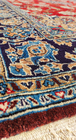 225 x 140 cm Persain Kashan Red Floral Traditional Rug - Rugoutlet