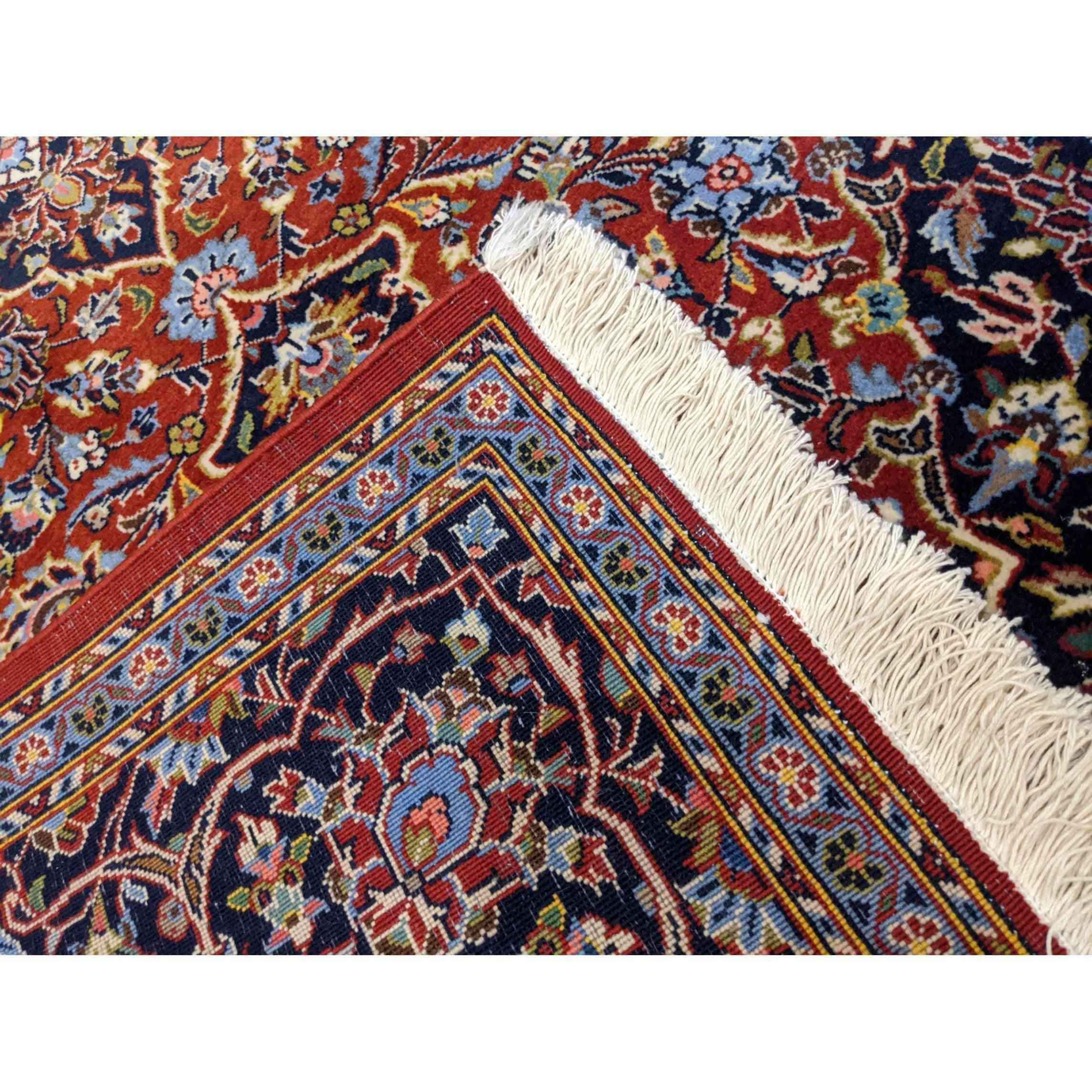 225 x 142 cm Kashan New wool Red Rug - Rugmaster
