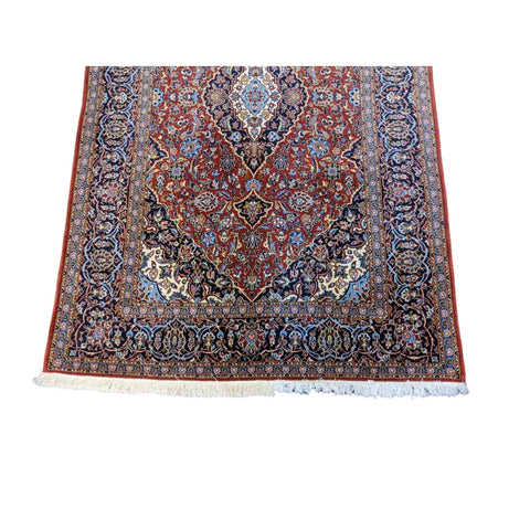 225 x 142 cm Kashan New wool Red Rug - Rugmaster