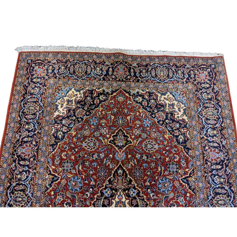 225 x 142 cm Kashan New wool Red Rug - Rugmaster