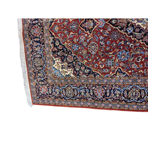 225 x 142 cm Kashan New wool Red Rug - Rugoutlet