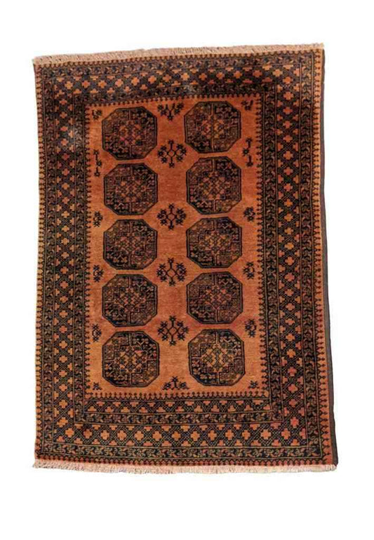 230 x 160 cm Golden Afghan Tribal Orange Rug - Rugmaster