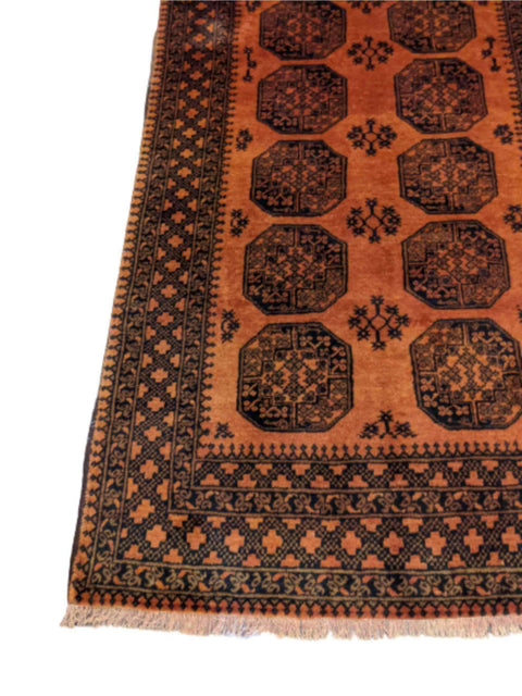 230 x 160 cm Golden Afghan Tribal Orange Rug - Rugmaster
