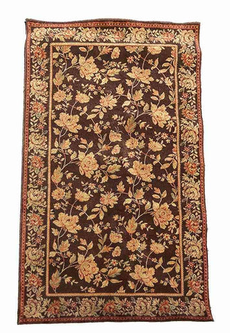 230 x 160 cm Powerloom kashan Traditional Brown Rug - Rugoutlet
