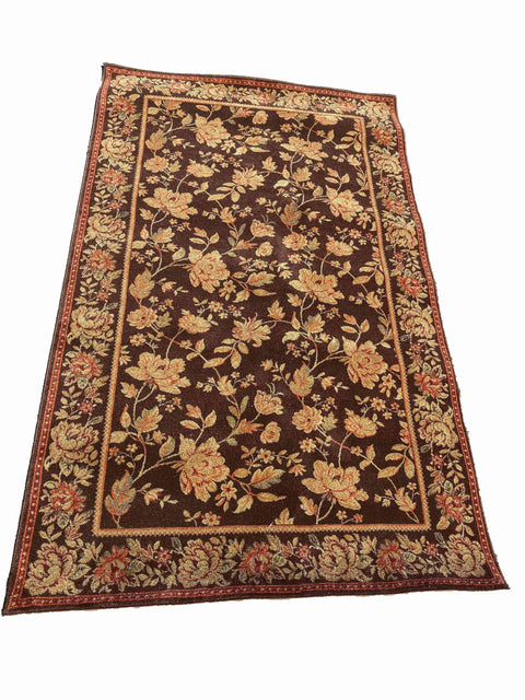 230 x 160 cm Powerloom kashan Traditional Brown Rug - Rugoutlet