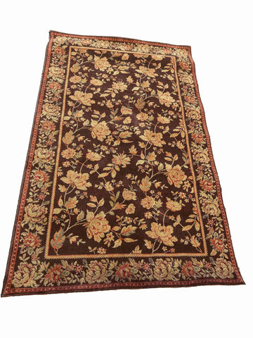 230 x 160 cm Powerloom kashan Traditional Brown Rug - Rugoutlet