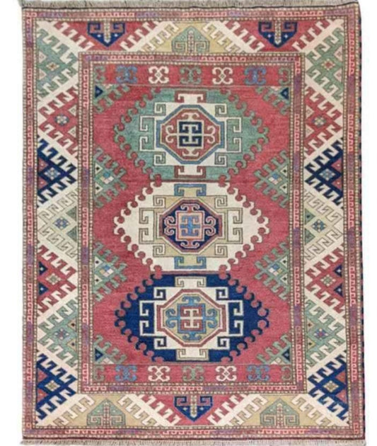 230 x 170 cm Hand made indo kazak Red Rug - Rugoutlet