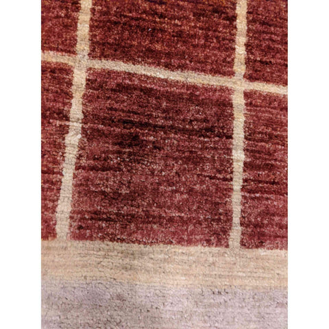 231 x 171 cm Modern Handmade Natural dye check design Red Rug - Rugmaster