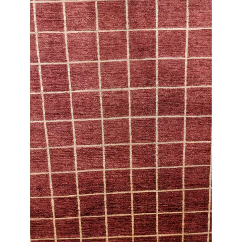 231 x 171 cm Modern Handmade Natural dye check design Red Rug - Rugmaster
