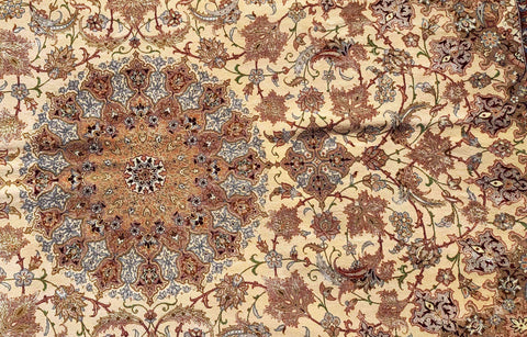 233 x 148 cm Fine Persian Isfahan khface beige Beige Rug - Rugoutlet