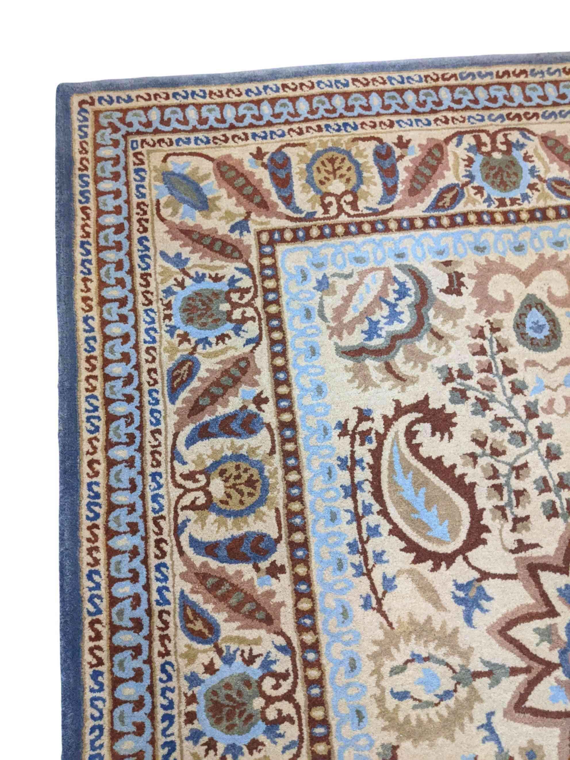 233 x 168 cm Handcuffed Brown Traditional Blue Rug - Rugmaster