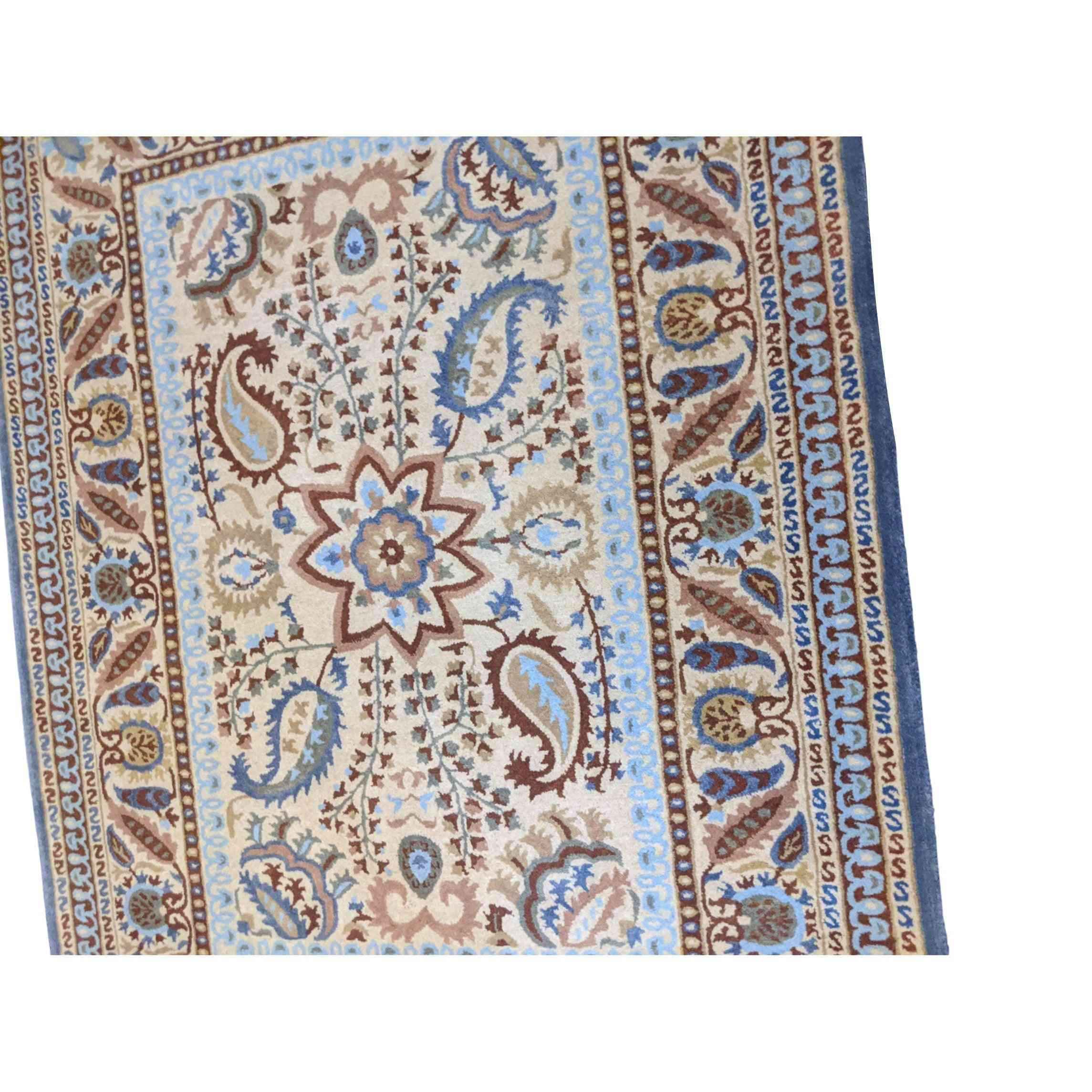 233 x 168 cm Handcuffed Brown Traditional Blue Rug - Rugmaster