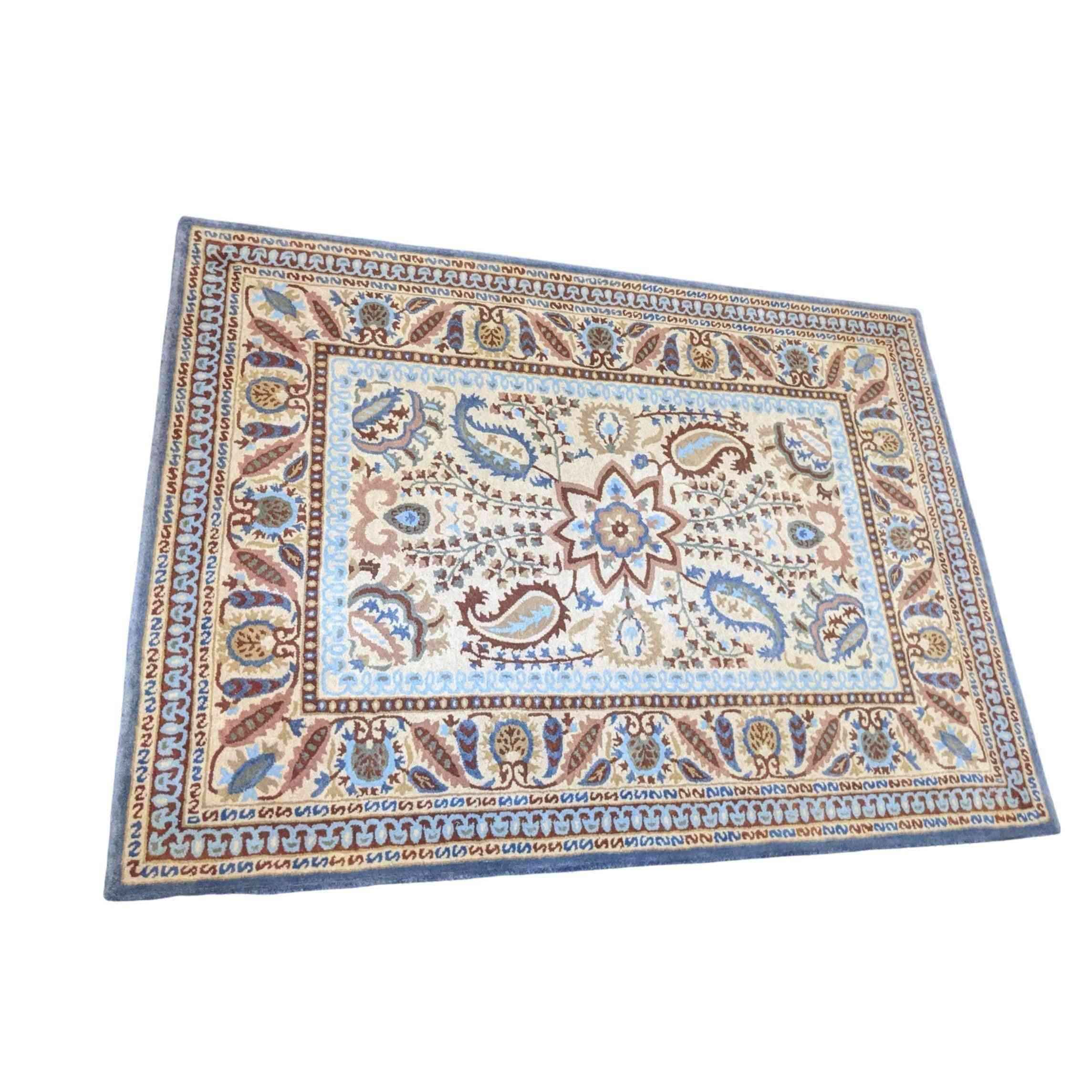 233 x 168 cm Handcuffed Brown Traditional Blue Rug - Rugmaster