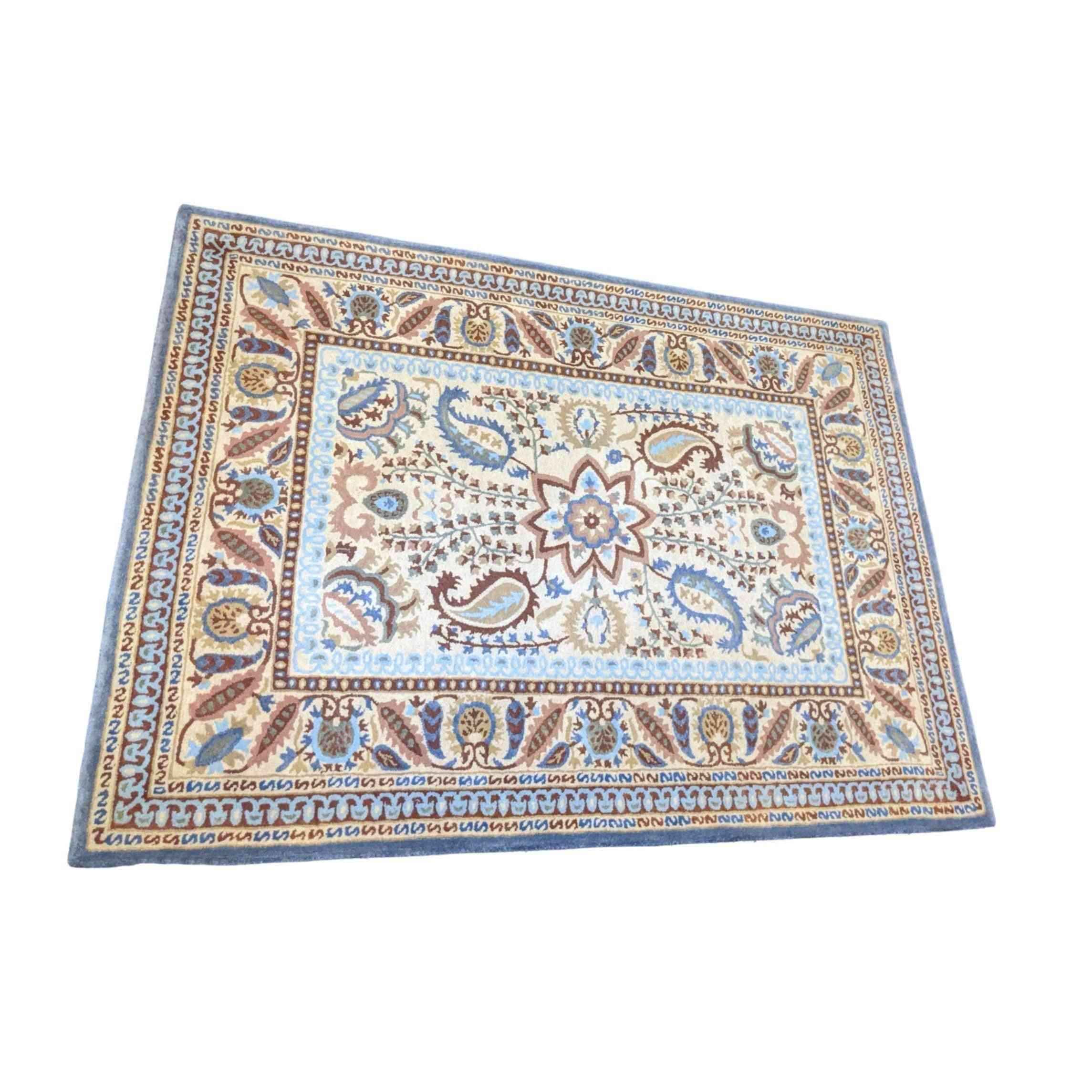 233 x 168 cm Handcuffed Brown Traditional Blue Rug - Rugoutlet