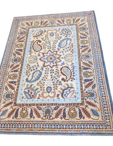 233 x 168 cm Handcuffed Brown Traditional Blue Rug - Rugmaster