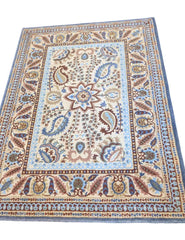 233 x 168 cm Handcuffed Brown Traditional Blue Rug - Rugoutlet