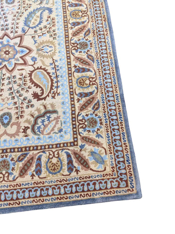 233 x 168 cm Handcuffed Brown Traditional Blue Rug - Rugmaster
