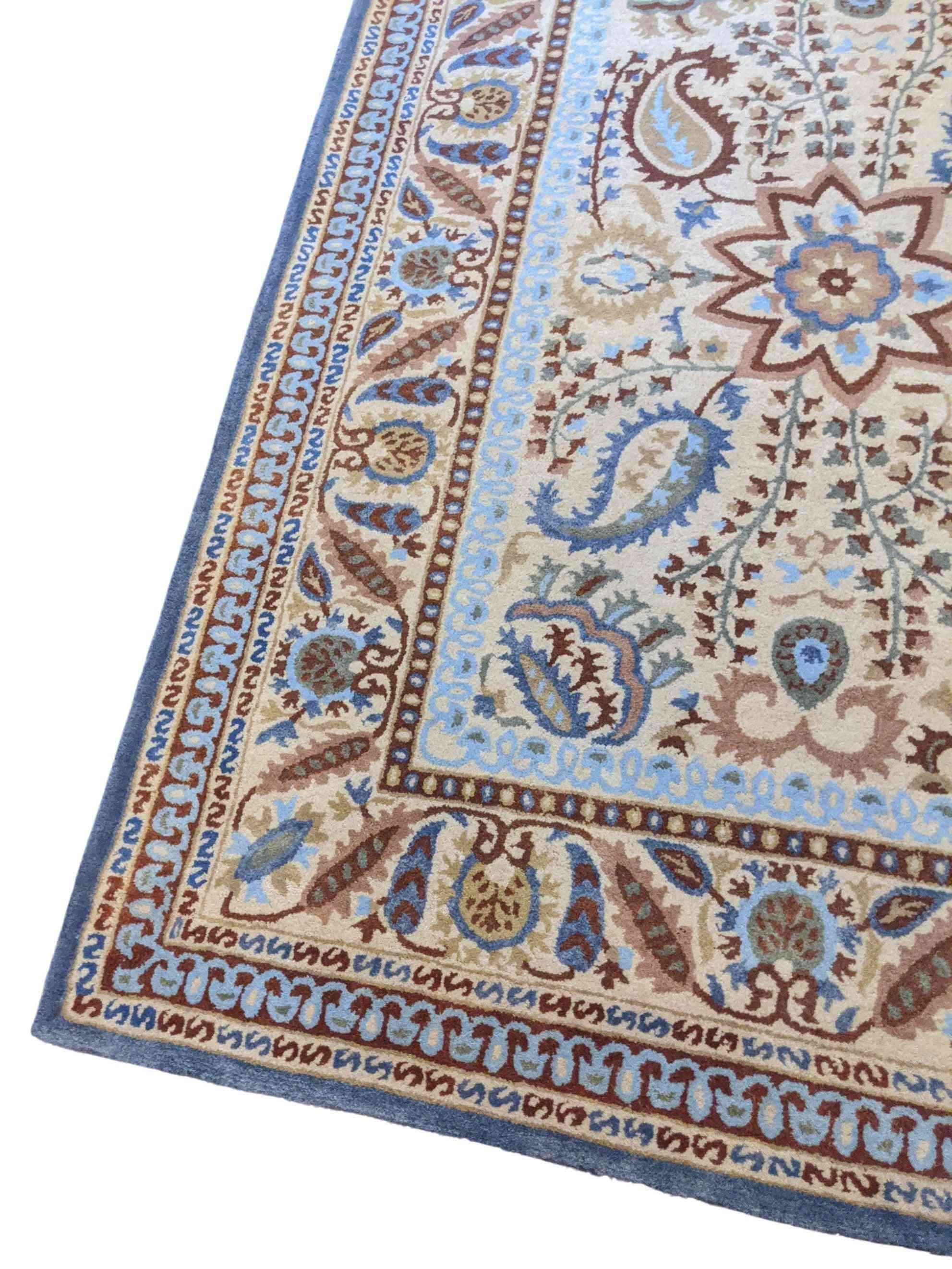 233 x 168 cm Handcuffed Brown Traditional Blue Rug - Rugoutlet