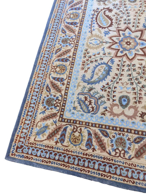 233 x 168 cm Handcuffed Brown Traditional Blue Rug - Rugmaster