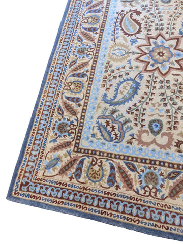 233 x 168 cm Handcuffed Brown Traditional Blue Rug - Rugmaster