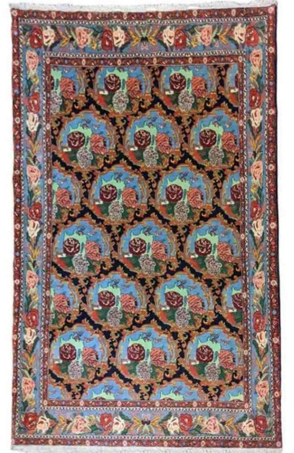 235 x 165 cm Senneh Traditional Black Rug - Rugoutlet