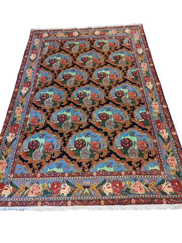 235 x 165 cm Senneh Traditional Black Rug - Rugmaster