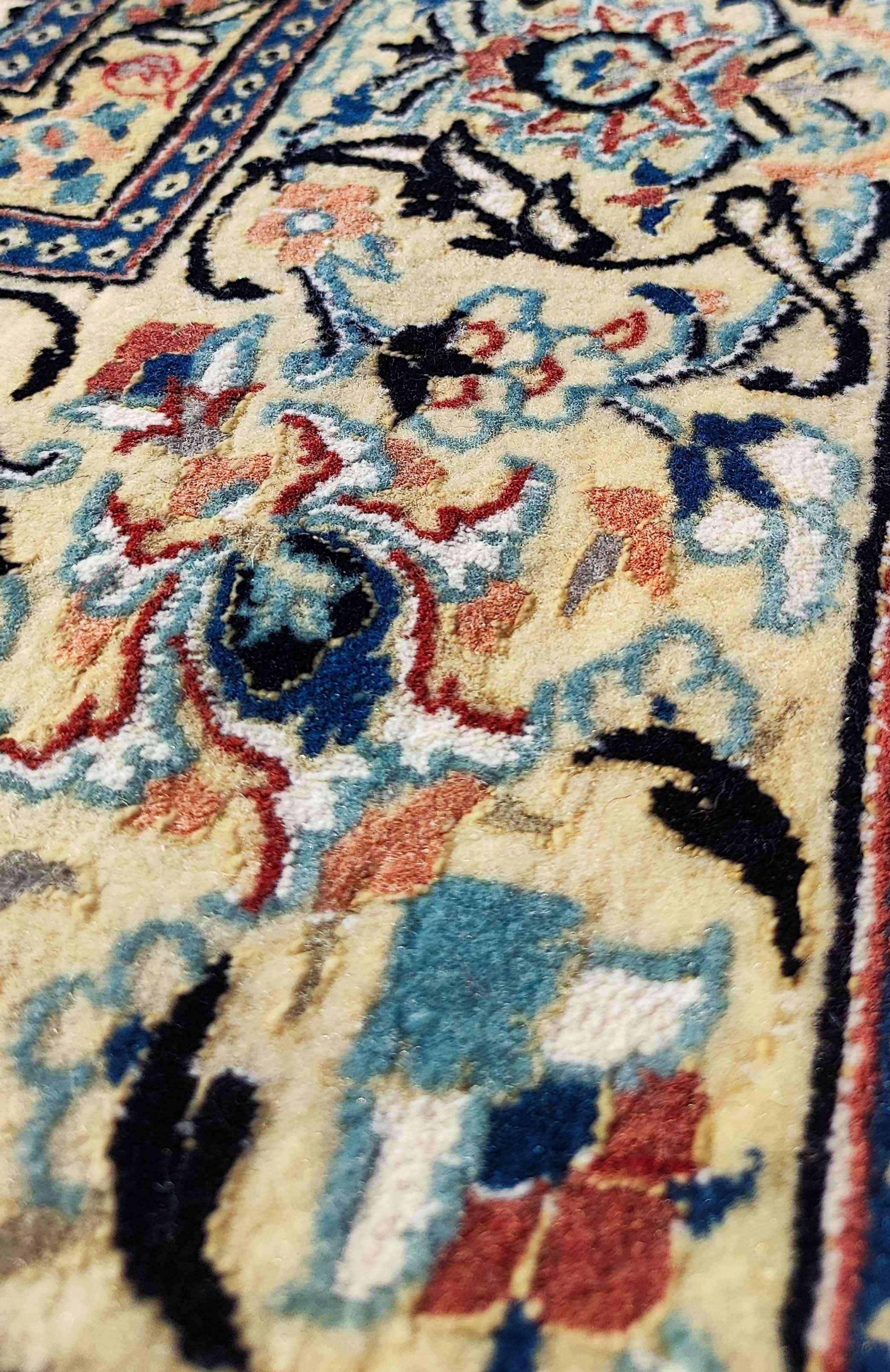 236 x 154 cm Persian Isfahan Floral Handmade Beige Rug - Rugmaster