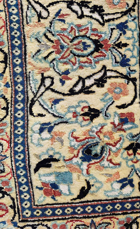 236 x 154 cm Persian Isfahan Floral Handmade Ivory Rug - Rugoutlet