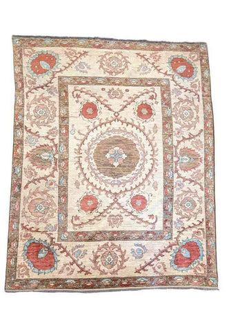 236 x 175 cm dye Kazak Modern Beige Rug - Rugmaster