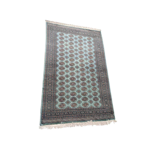 237 x 156 cm Bukhara Blue Pakistani Traditional Blue Rug - Rugmaster