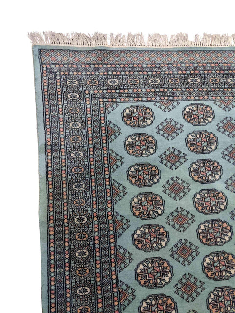 237 x 156 cm Bukhara Blue Pakistani Traditional Blue Rug - Rugmaster
