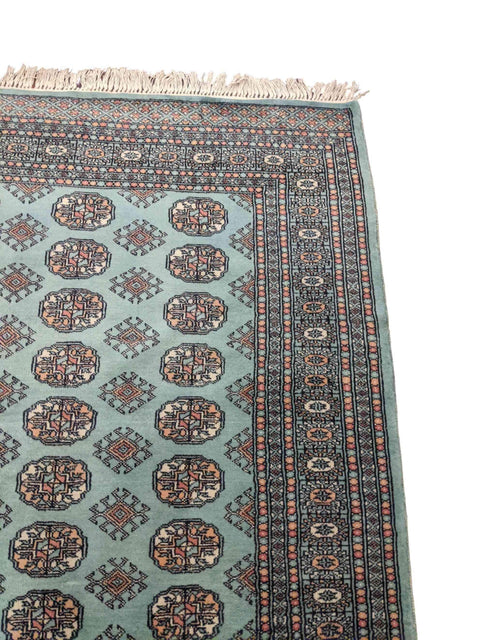 237 x 156 cm Bukhara Blue Pakistani Traditional Blue Rug - Rugmaster
