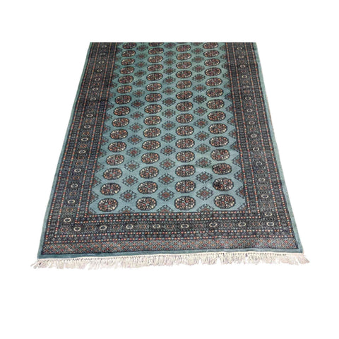 237 x 156 cm Bukhara Blue Pakistani Traditional Blue Rug - Rugmaster