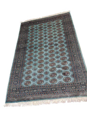 237 x 156 cm Bukhara Blue Pakistani Traditional Blue Rug - Rugmaster