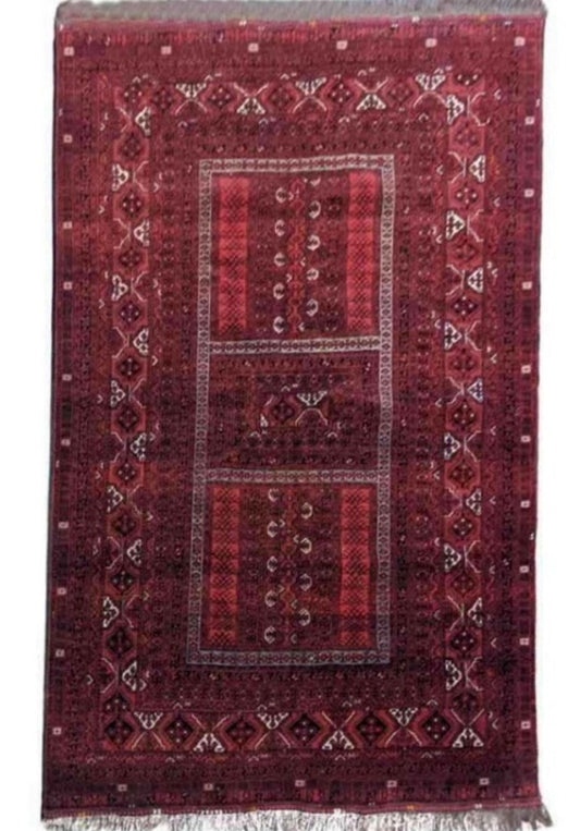 238 x 162 cm Afghan Hachlu Tribal Red Rug - Rugoutlet