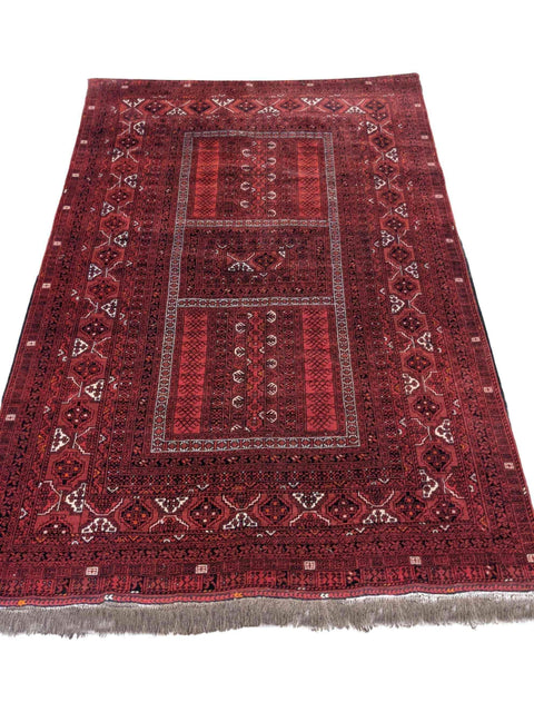 238 x 162 cm Afghan Hachlu Tribal Red Rug - Rugoutlet